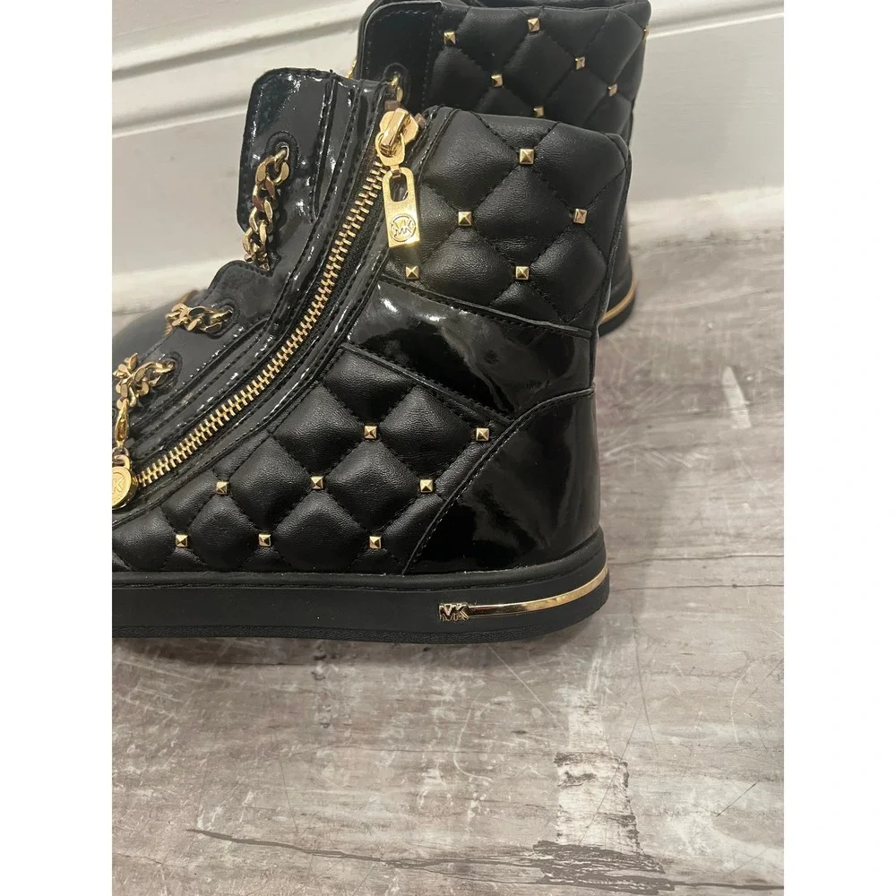 Michael Kors Urban Chain Sport Luxe High-Top Sneaker Women SZ 10M Black Quilted